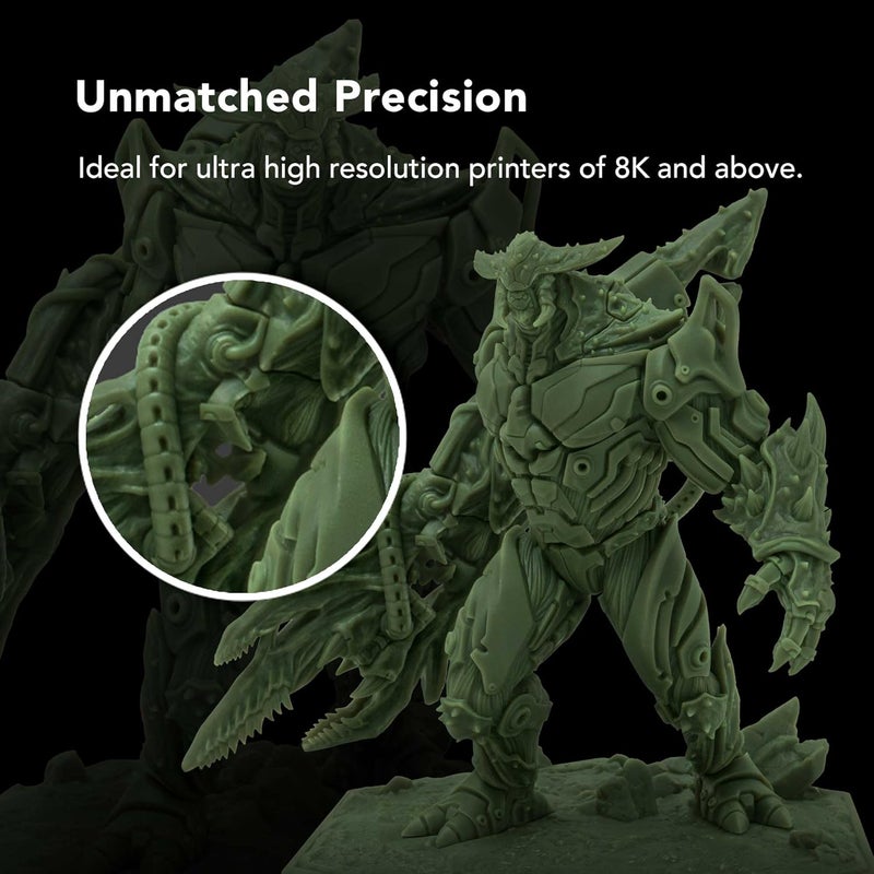 Phrozen Aqua Hyperfine Photopolymer Resin for 9K, 12K or Higher Resolution 3D Printers, 405nm LCD UV-Curing 3D Printing with Low Shrinkage & Superior Precision, Smooth Surface Finish (Green, 1KG) - Image 4